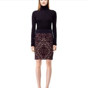 Club Monaco Black EDITH Black Maroon Panel Skirt B2/18